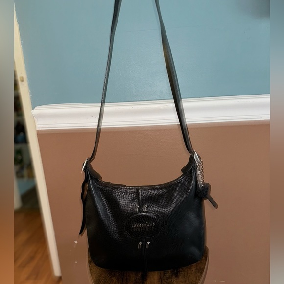 Longchamp Vintage Black Leather Crossbody Hobo Bag - Picture 3 of 8